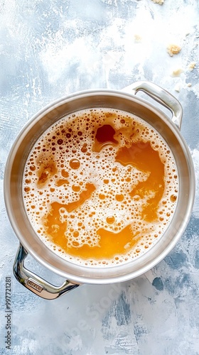 Clarified Butter In Stainless Steel Pan.