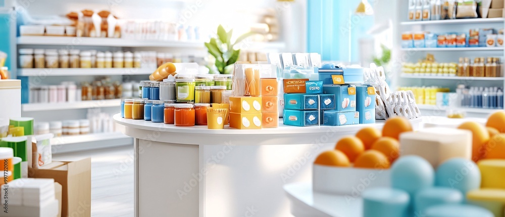 Products on Display in Modern Grocery Store. Products on Display in Modern Grocery Store.