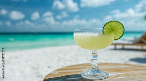 Refreshing cocktail by the beach photo