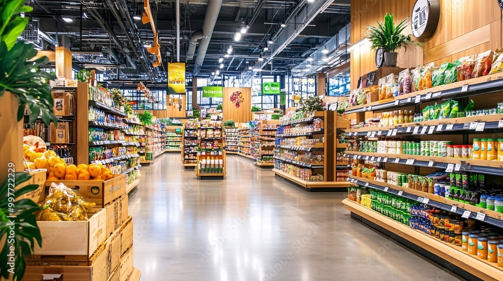 Fototapeta premium Grocery Store Aisle With Fresh Produce.