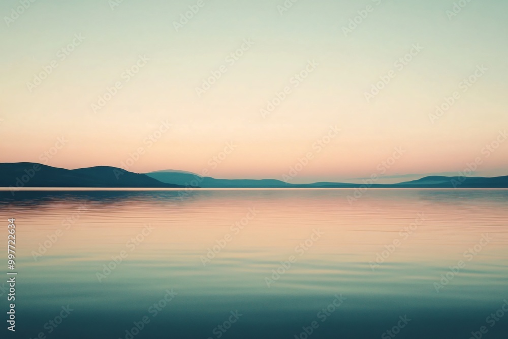 Tranquil Lake at Sunset with Soft Warm Light Tranquil Lake at Sunset with Soft Warm Light