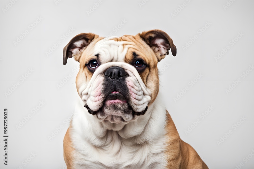Bulldog mix on white background, AI Generated Bulldog mix on white background, AI Generated