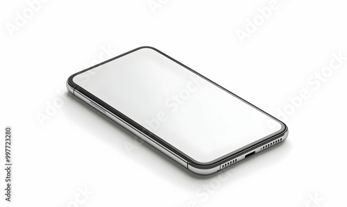 Smartphone with a blank screen on a white background