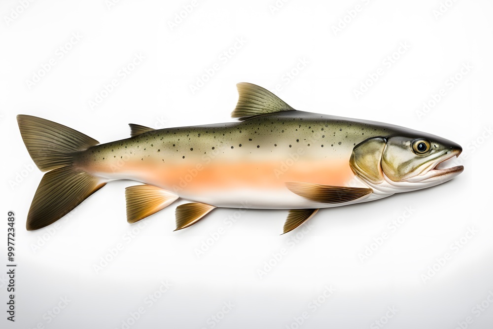 Fototapeta premium Bull trout fish on white background, AI Generated