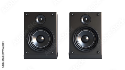 Black Speakers Isolated Against A Dark Background