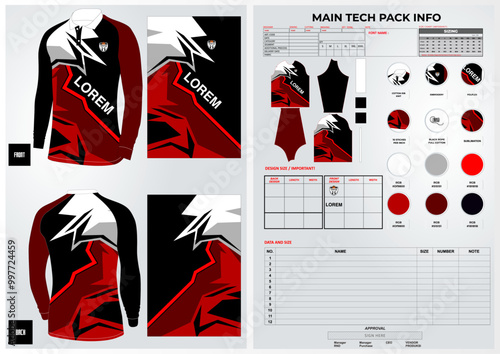 long sleeve polo shirt jersey sublimation template