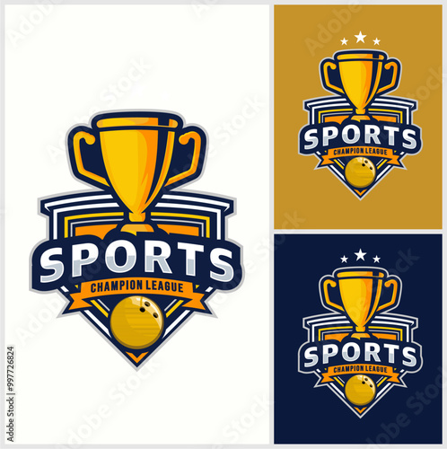 professional bowling club badge logo design