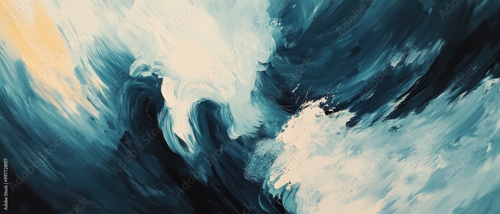 Abstract swirling waves blend dark blues and whites, evoking the power and movement of water in a dynamic and expressive composition. Abstract swirling waves blend dark blues and whites, evoking the power and movement of water in a dynamic and expressive composition.