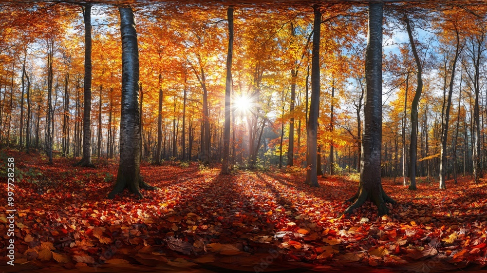 Obraz premium Vibrant Autumn Forest with Colorful Foliage