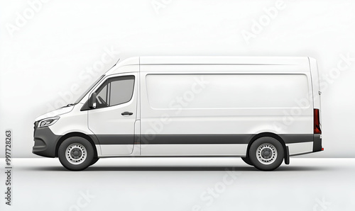 White small clean delivery truck ready for your design isolated on white background