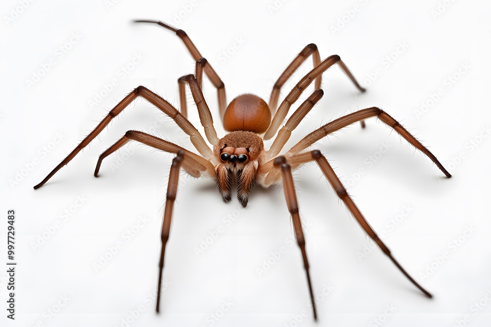 Chilean recluse spider on white background, AI Generated Chilean recluse spider on white background, AI Generated
