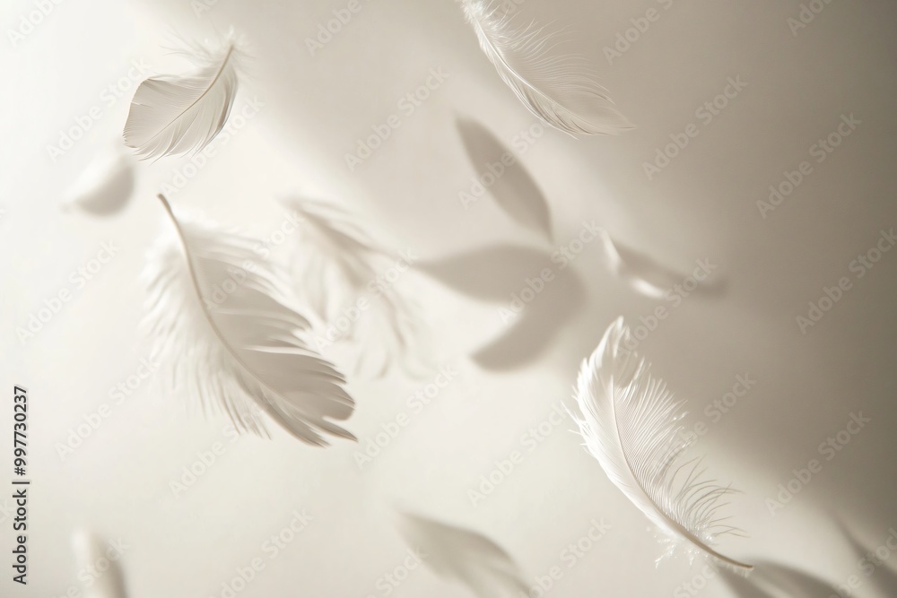 Obraz premium Gentle Feathers Drifting in Soft Light