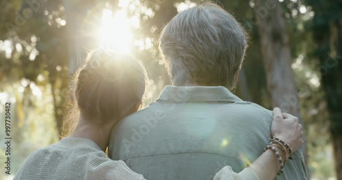 Hugging lovingly in the park