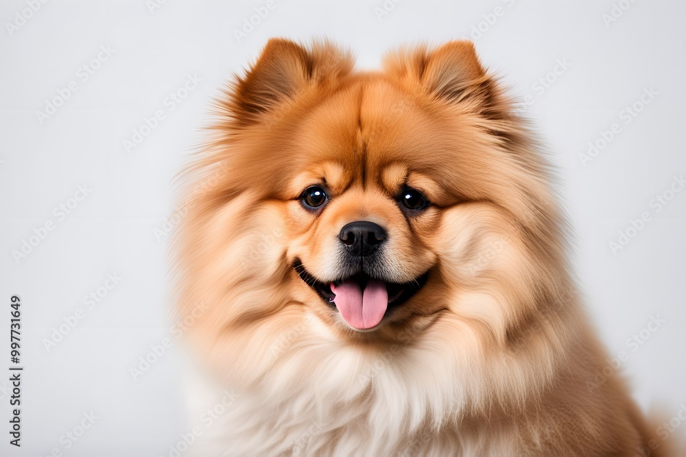 Obraz premium Chow pom dog on white background, Ai Generated
