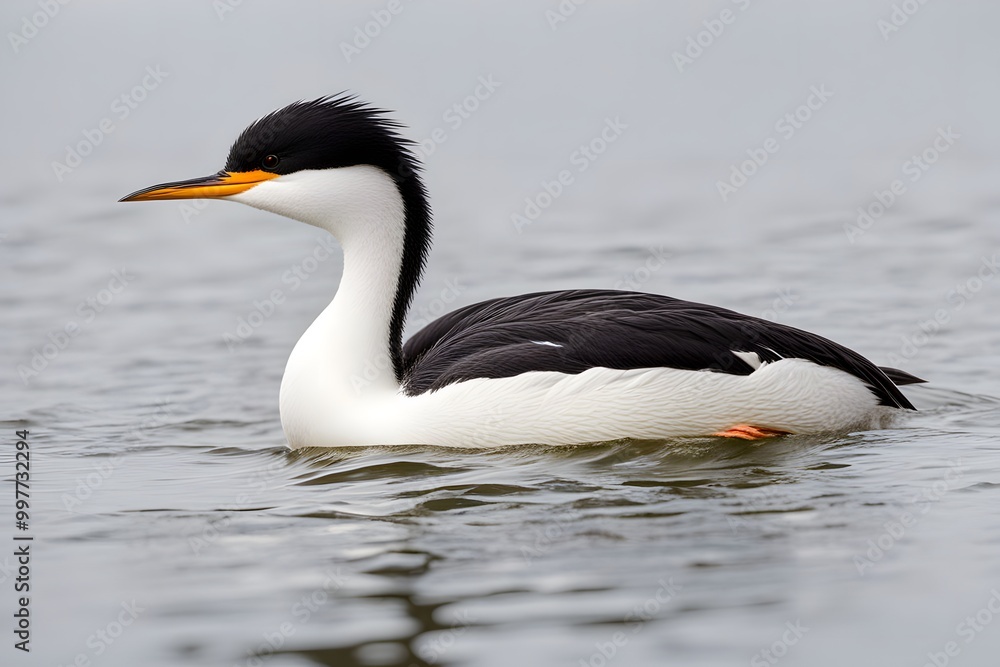 Clarks grebe on white background, Ai Generated Clarks grebe on white background, Ai Generated