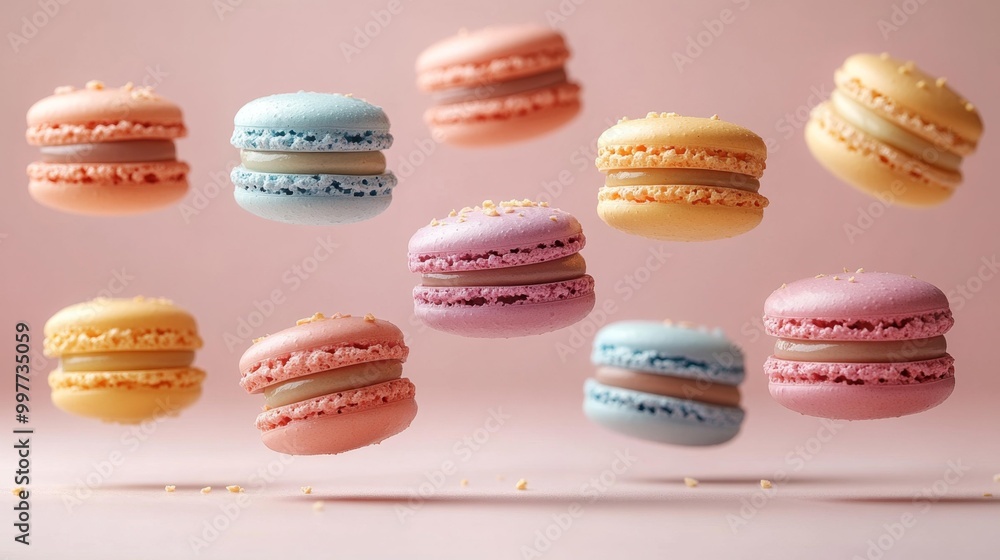 Floating Colorful Macarons Generative AI Floating Colorful Macarons Generative AI