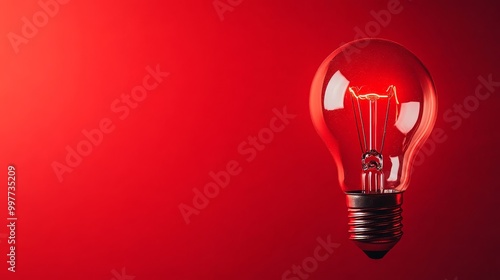 A glowing light bulb against a vibrant red background, symbolizing innovation, inspiration, knowledge, ingenuity, and potential.