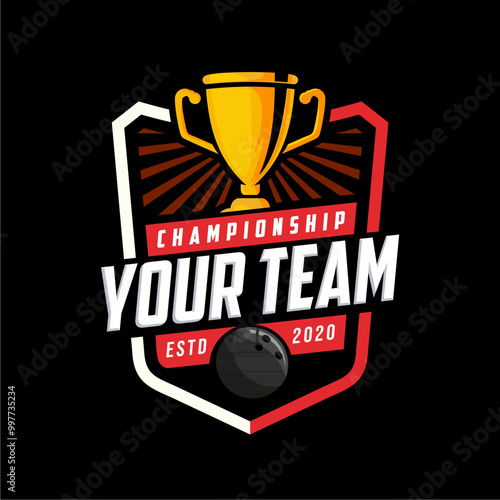 professional bowling club badge logo design