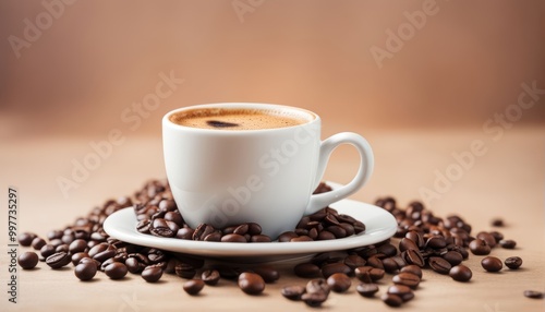 cup of coffee with beans