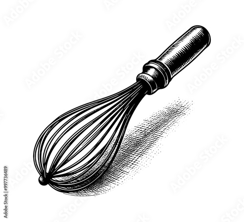 balloon whisk hand drawn vintage vector