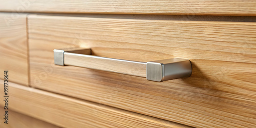 Close up of modern wooden drawer cabinet handle, wood, close up, modern, drawer, cabinet, handle, furniture, interior, design