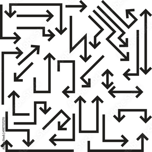 Set of directional arrows in bold line style
