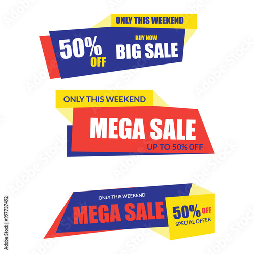 Set of big sales banner design, mega sale