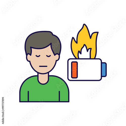 burnout color line icon with white background vector stock illustration