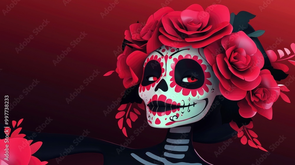 Calavera Catrina with Red Roses Calavera Catrina with Red Roses