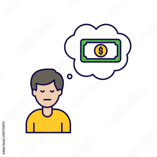thoughts color line icon with white background vector stock illustration