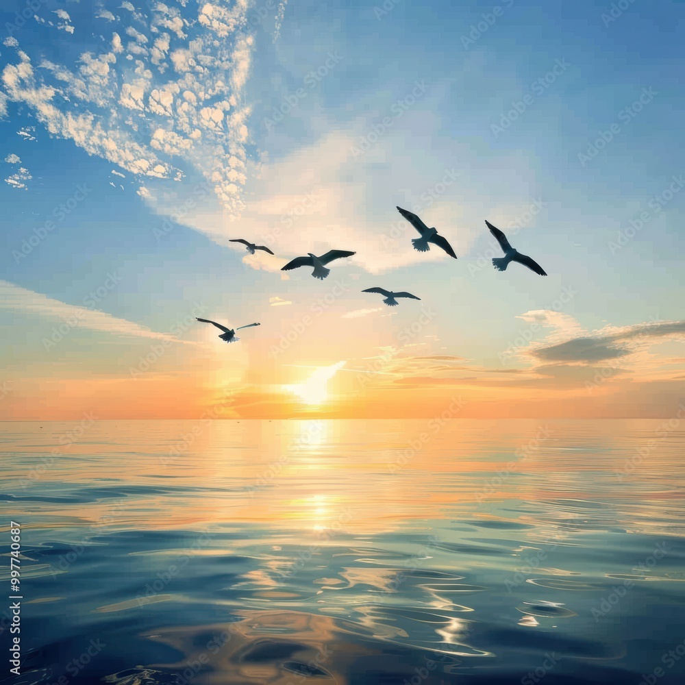 Obraz premium seagulls on the sea