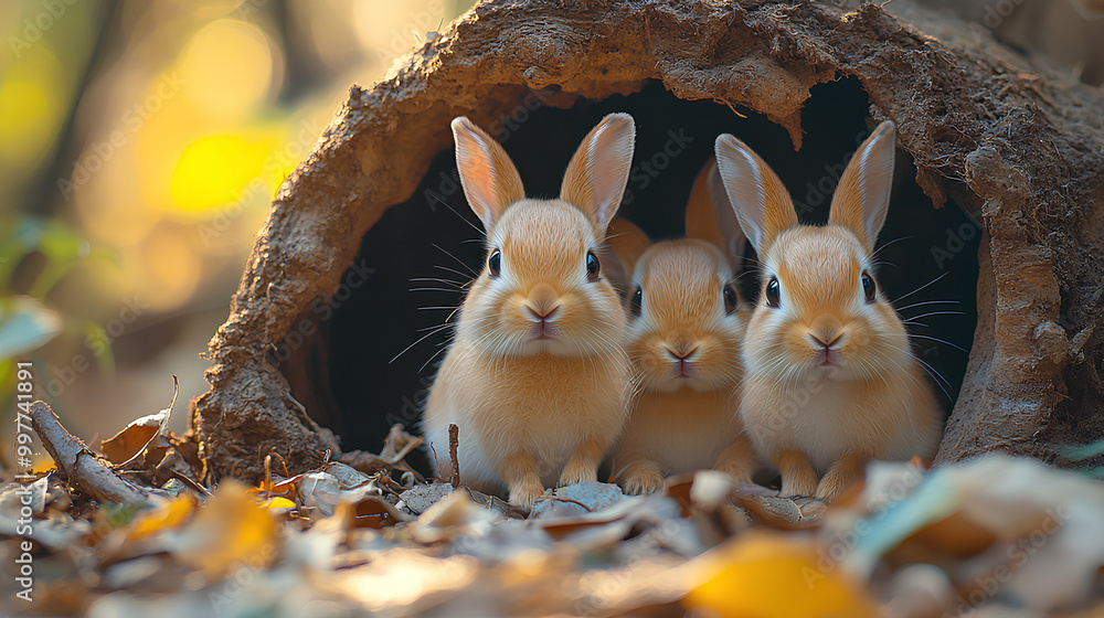 illustration of a group of cute and adorable little rabbits