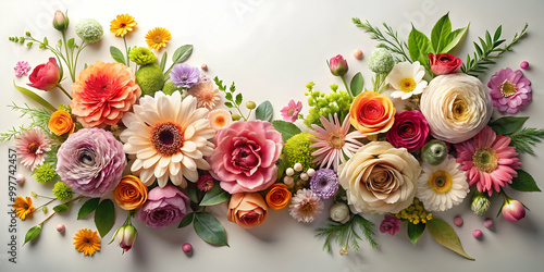 Beautiful arrangement of flowers in a unique floral art design, floral art, bouquet, arrangement, colorful, vibrant