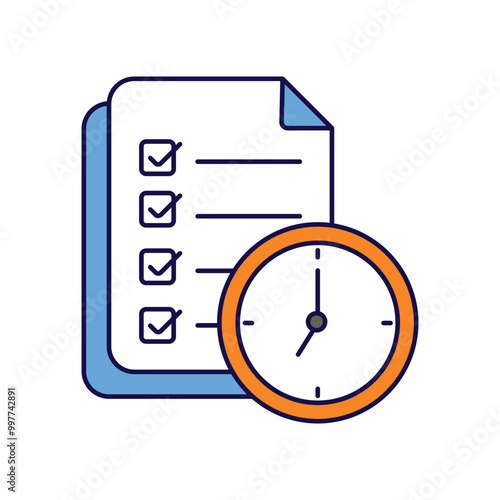 tasks color line icon with white background vector stock illustration