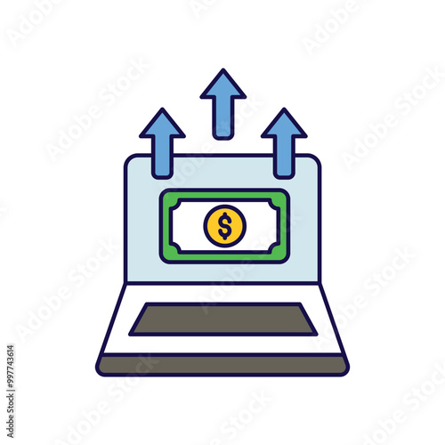 profits color line icon with white background vector stock illustration