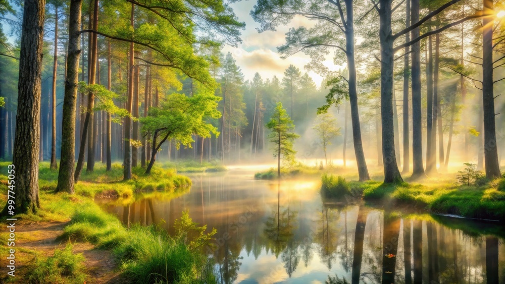 Tranquil misty morning scene in a serene forest, nature, fog, trees, peaceful, calm, woodland, tranquility, mist, peaceful Tranquil misty morning scene in a serene forest, nature, fog, trees, peaceful, calm, woodland, tranquility, mist, peaceful