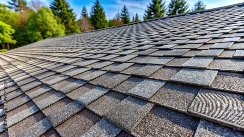 Fototapeta premium Bitumen asphalt shingles on a roof , roofing, construction, materials, house, home improvement, exterior