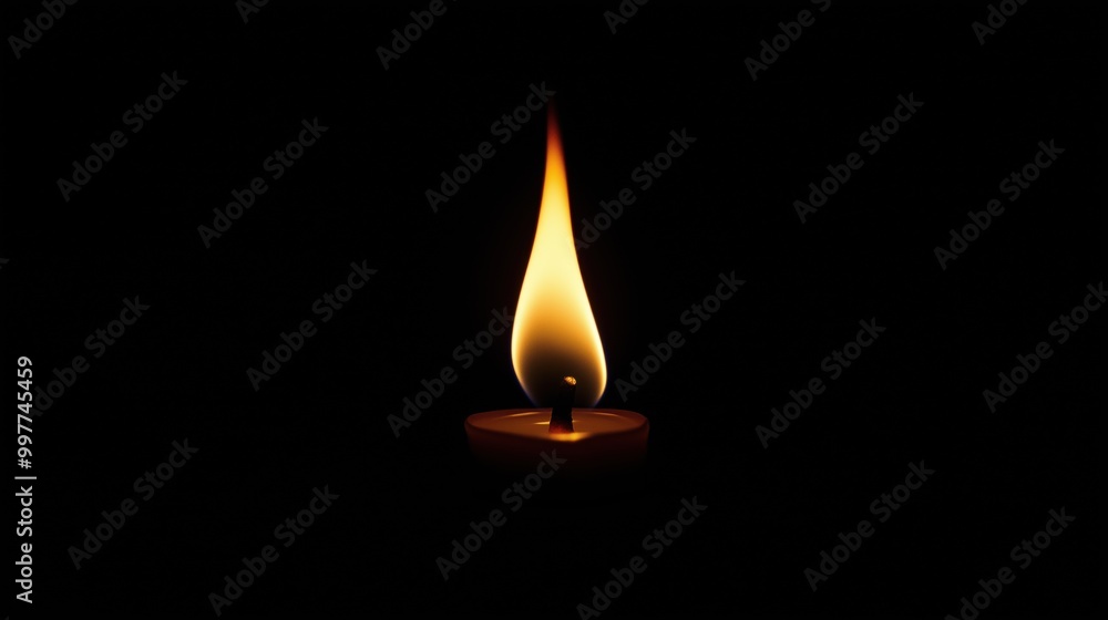 Single Candle Flame Illuminating the Darkness, Symbolizing Serenity, Peace, and Reflection in a Dark Setting Single Candle Flame Illuminating the Darkness, Symbolizing Serenity, Peace, and Reflection in a Dark Setting