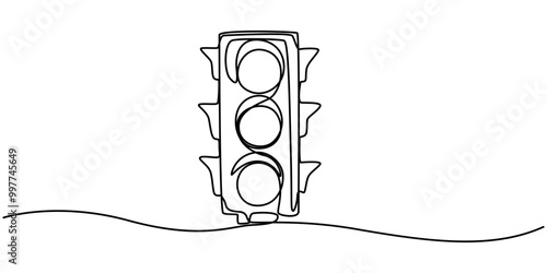 International traffic lights day vector background, banner, poster with lettering traffic lights. Semaphore one line art illustration, Traffic light icon vector one line continuous drawing. Minimal