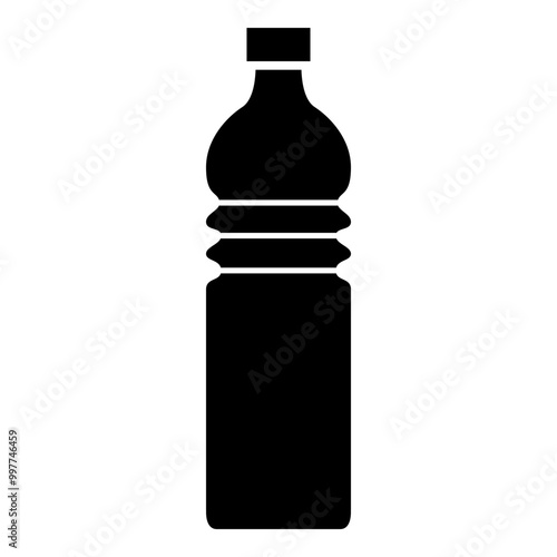 Mineral Water Bottle Icon Glyph Style. Simple Packaging Symbol Vector Illustration.