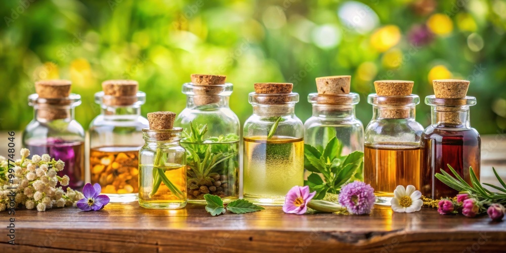 Beautiful jars with natural oil aroma and blotter strips, jars, beautiful, natural, aroma, oils, blotters, top view, fragrance Beautiful jars with natural oil aroma and blotter strips, jars, beautiful, natural, aroma, oils, blotters, top view, fragrance