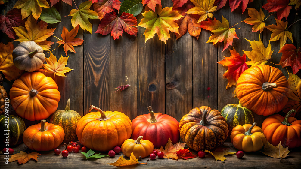 Halloween pumpkins and autumn leaves create a festive wallpaper design perfect for Halloween and Thanksgiving, Halloween Halloween pumpkins and autumn leaves create a festive wallpaper design perfect for Halloween and Thanksgiving, Halloween