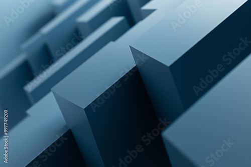 Wallpaper Mural Geometric shapes and gradients in shades of blue and grey, creating a clean and modern business vibe.  Generative AI. Torontodigital.ca