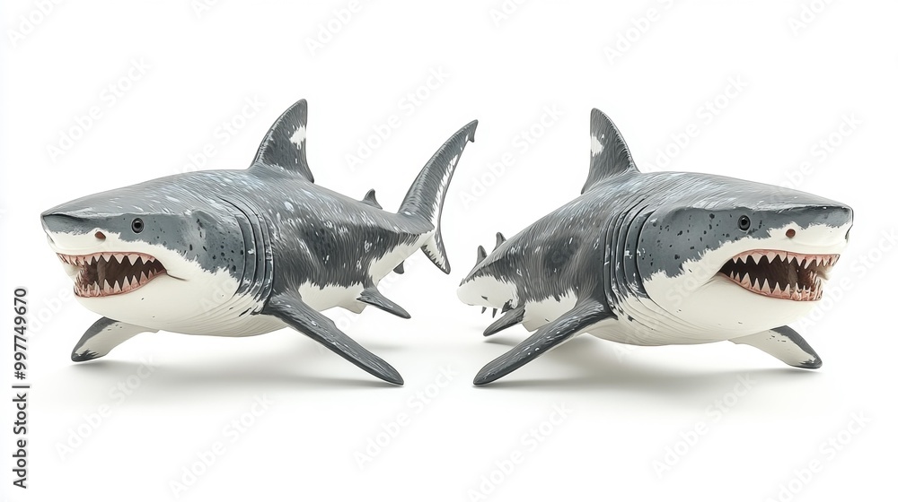 Fototapeta premium Great White Sharks Generative AI