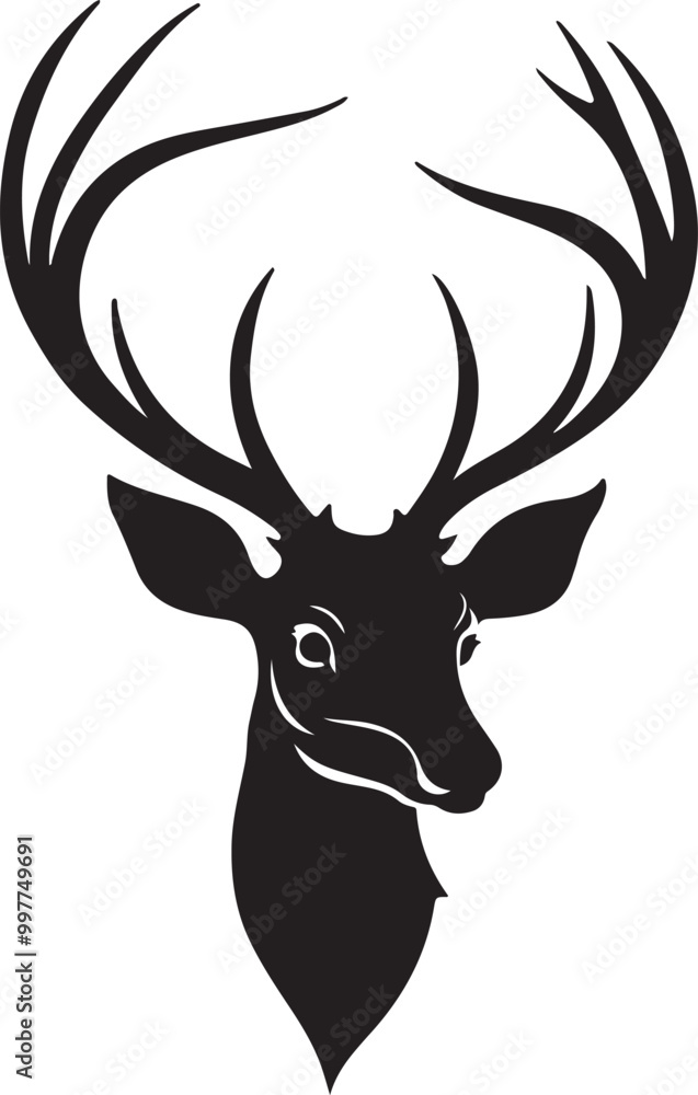 Naklejka premium Deer head silhouette illustration vector .