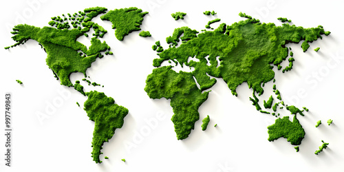 Fototapeta Naklejka Na Ścianę i Meble -  Earth world map made of green plants for sustainable environmentalism, sustainability, eco-friendly, Earth, global, map