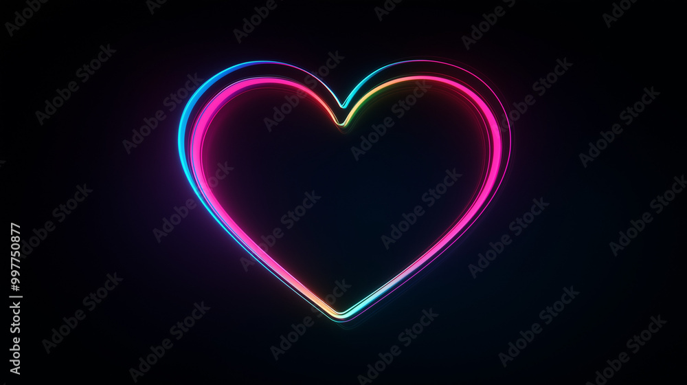 Neon-colored, glowing heart-shaped Neon-colored, glowing heart-shaped