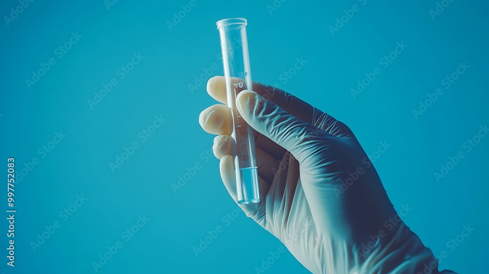 Gloved Hand Holding a Test Tube Gloved Hand Holding a Test Tube