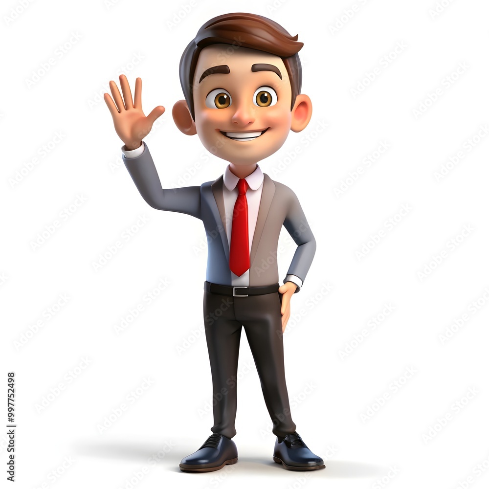 3D Charachter Animation Of A Bussines Man Smiling Wearing Black Suite, White Background 3D Charachter Animation Of A Bussines Man Smiling Wearing Black Suite, White Background