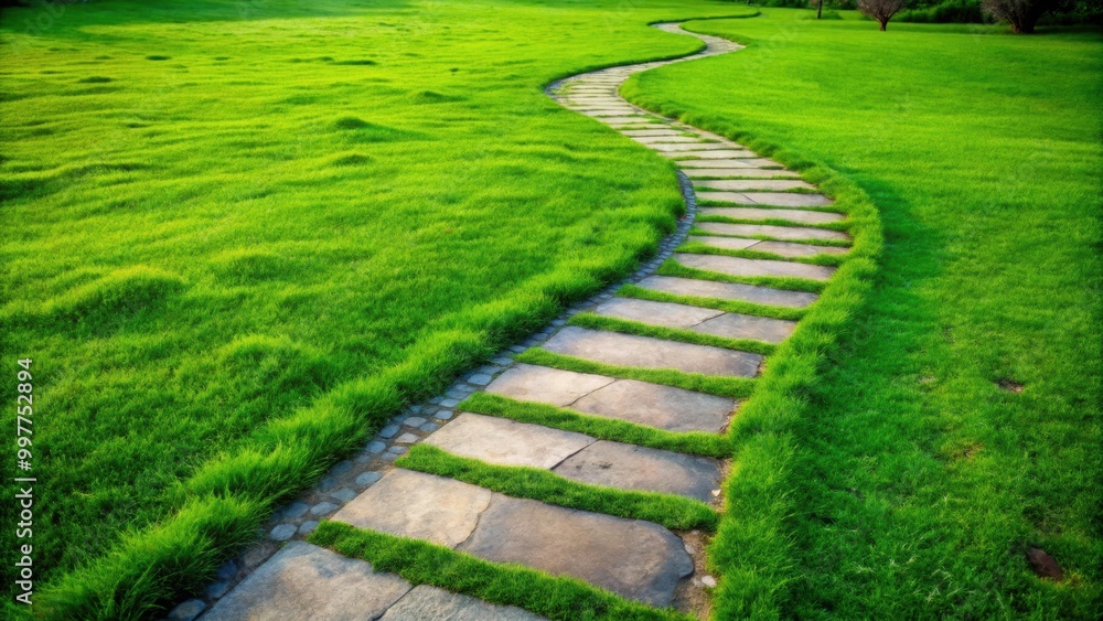 Stone path winding through lush green grass, stone, path, grass, nature, outdoors, walkway, tranquil, scenic, greenery Stone path winding through lush green grass, stone, path, grass, nature, outdoors, walkway, tranquil, scenic, greenery